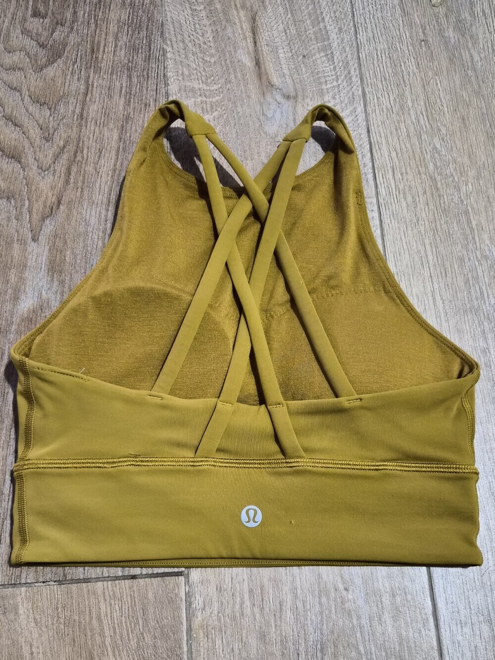 Lululemon Energy High Neck Longline Mustard Yellow Bra Size 4 - Picture 5 of 8